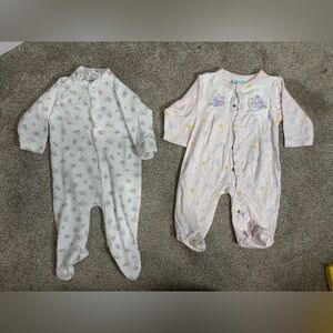 Vtg Baby Newborn Gerber Snap Sleepers Pajamas Small 3-6 months.